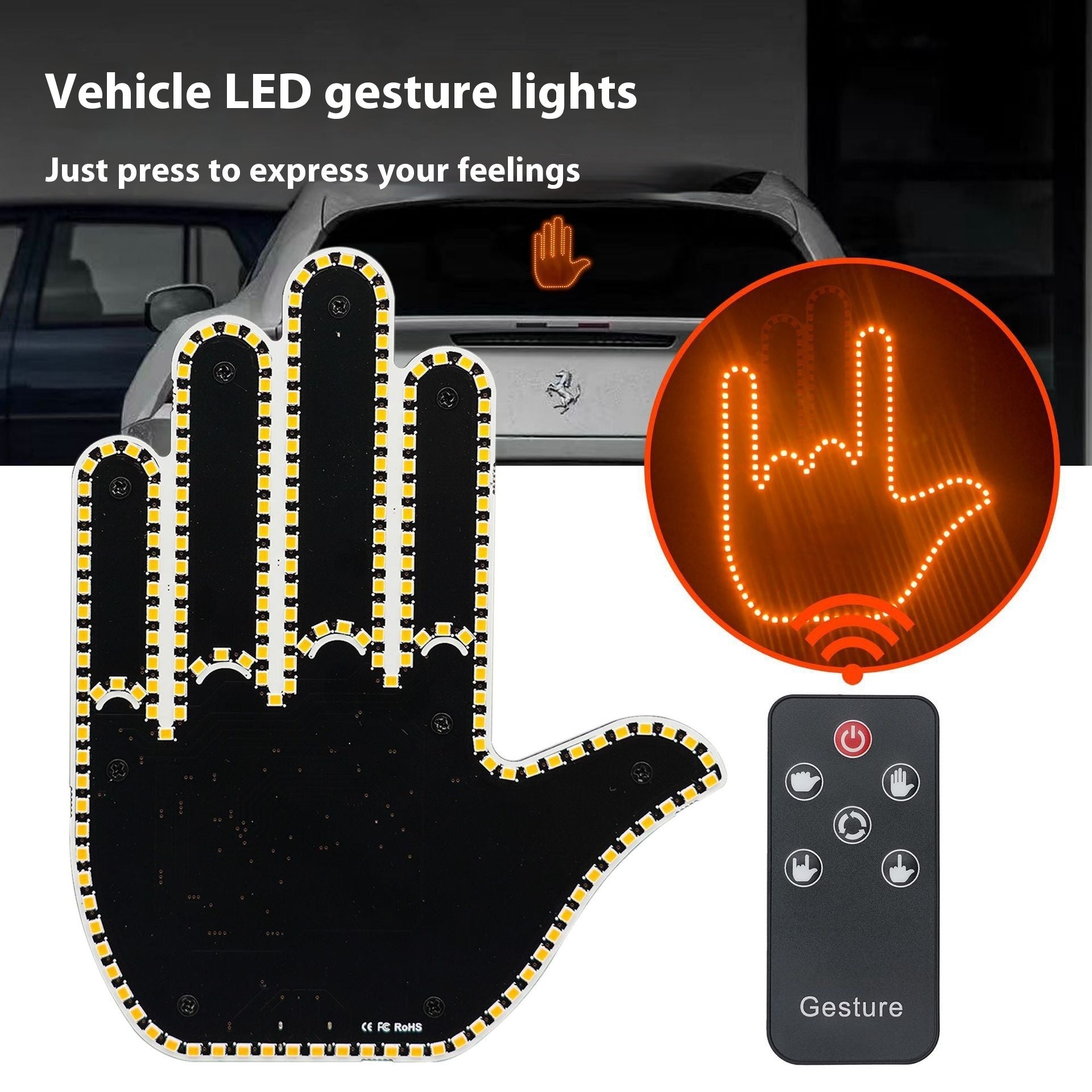 Gesture Light Car Multifunction Warning Anti-collision