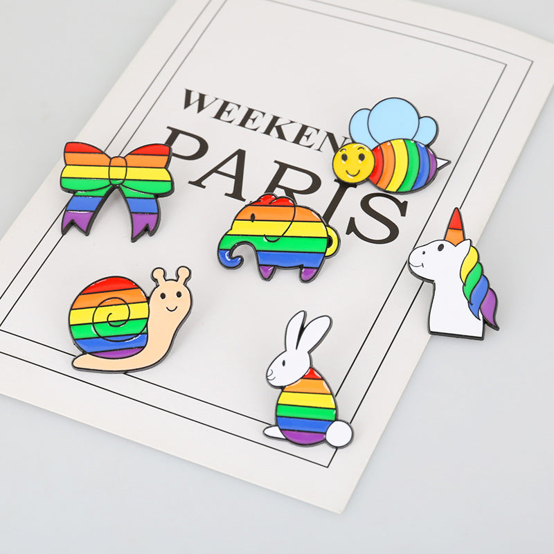 Rainbow Creative Cartoon Snail Colorful Badge Brooch