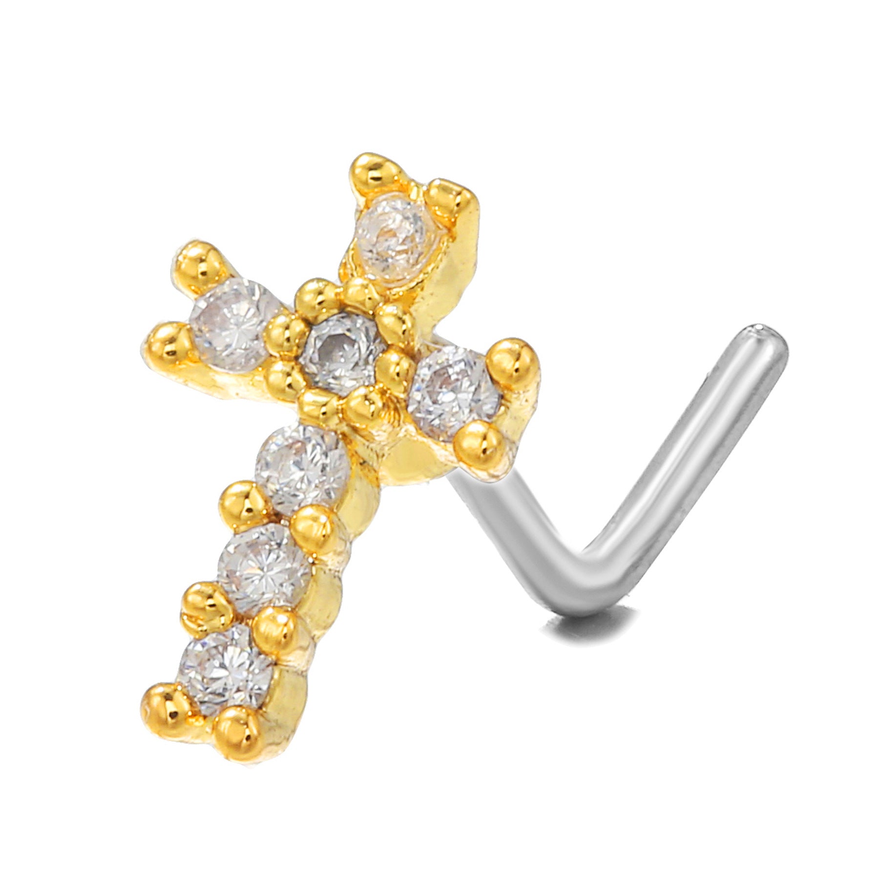 European And American Fashion 7-word Nose Stud Stainless Steel Puncture
