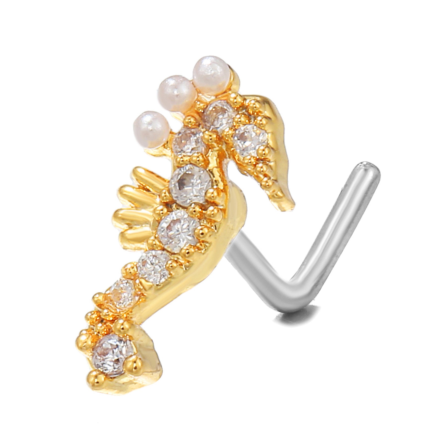European And American Fashion 7-word Nose Stud Stainless Steel Puncture