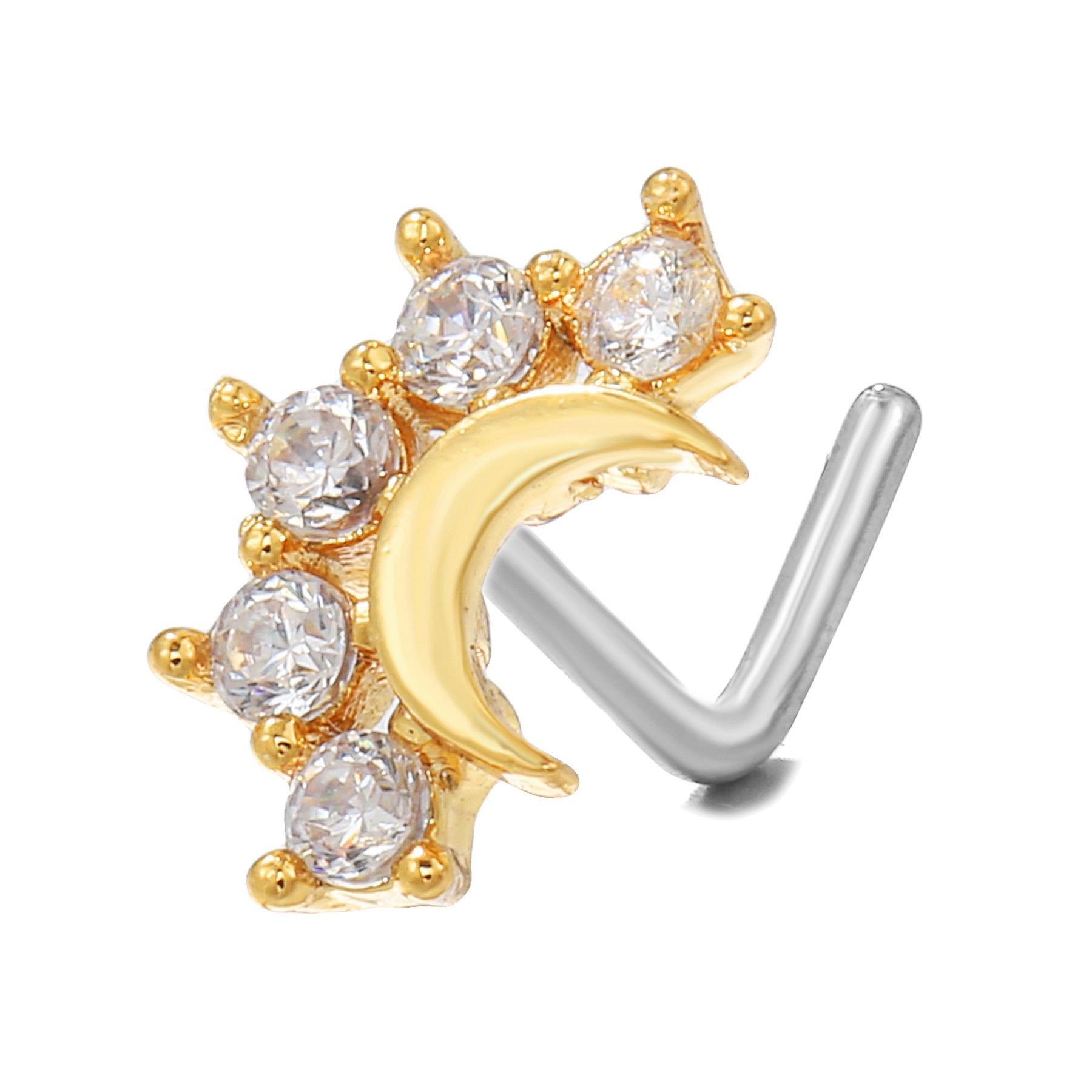 European And American Fashion 7-word Nose Stud Stainless Steel Puncture
