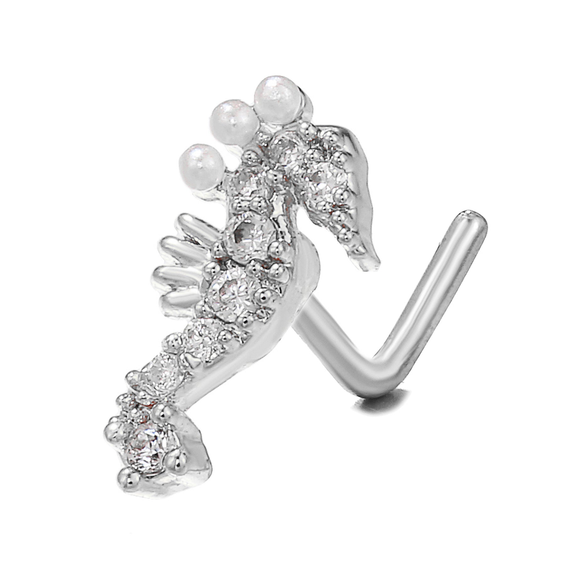 European And American Fashion 7-word Nose Stud Stainless Steel Puncture