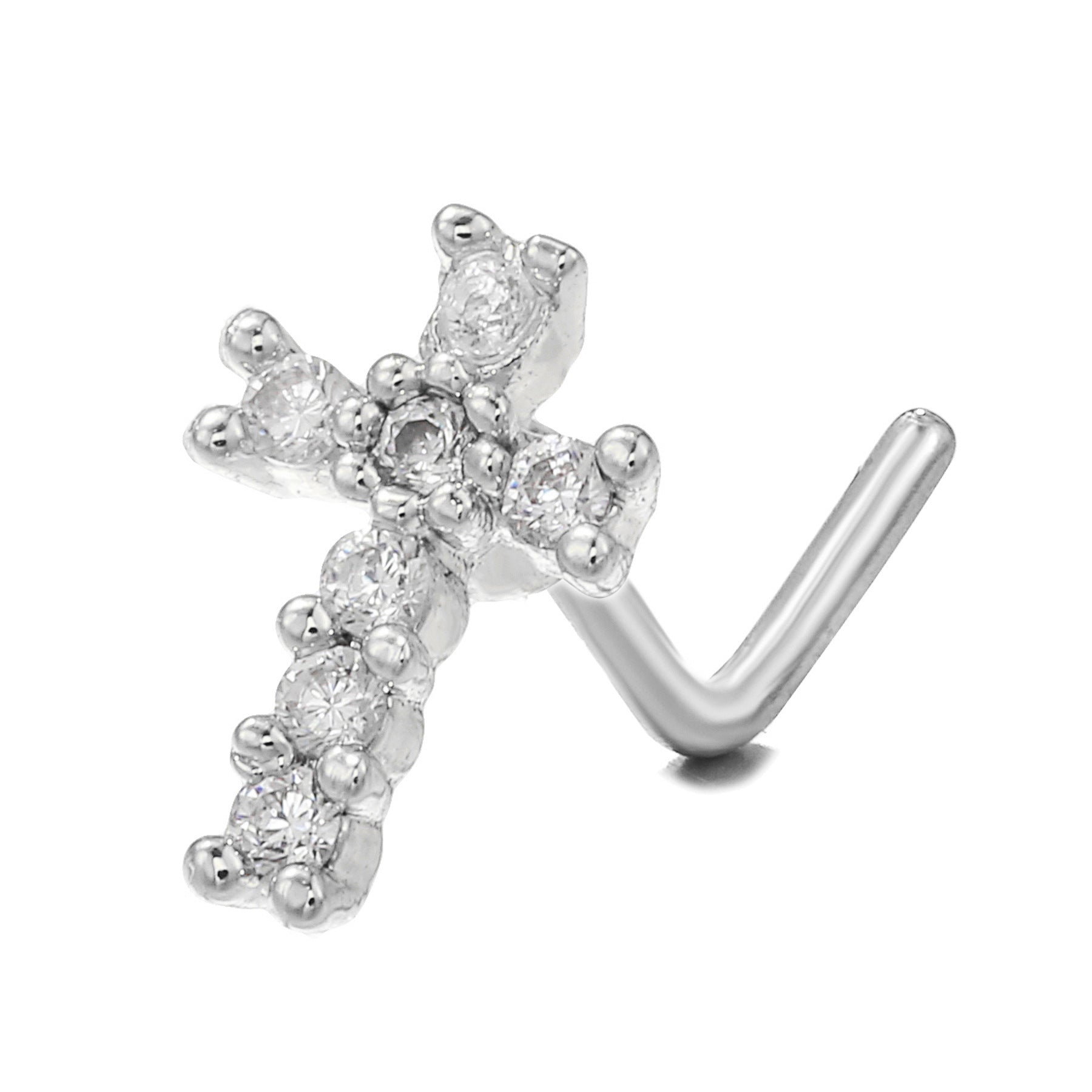 European And American Fashion 7-word Nose Stud Stainless Steel Puncture