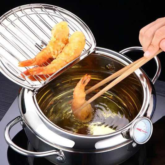 Stove Top Fryer with Thermometer and Cover - Kandy's Gadgets