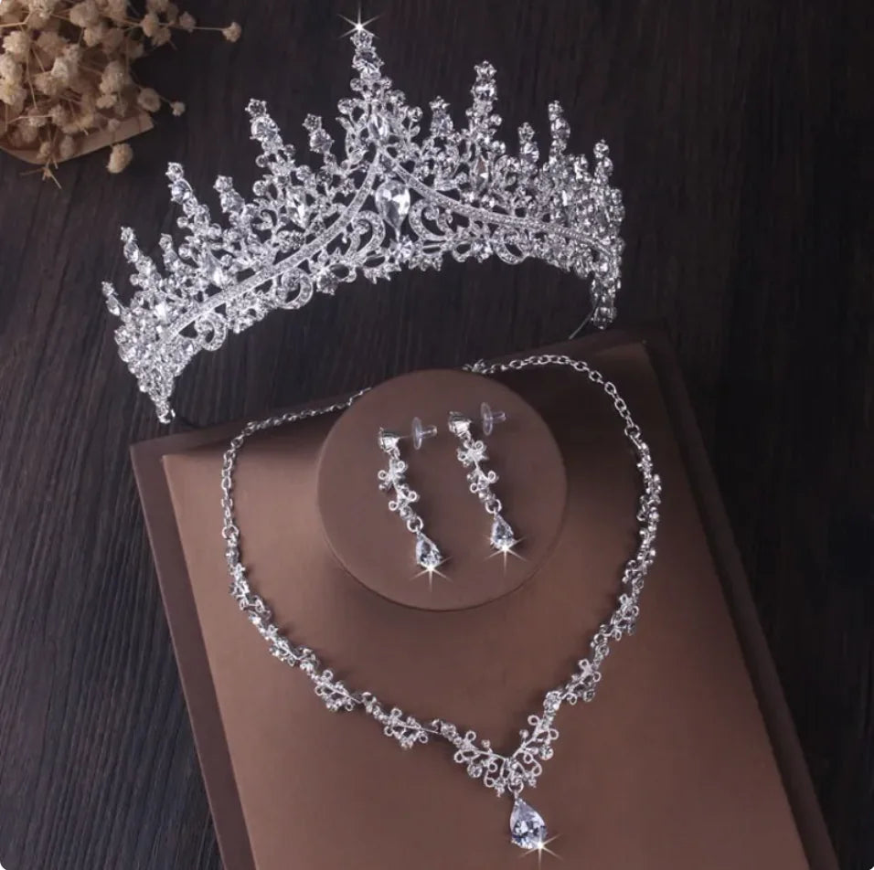 Silver Crystal Bridal Jewelry Set