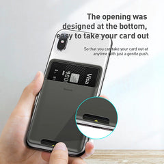 Baseus Universal Phone Back Wallet Card Slots Case For iPhone 16 15 Pro Max X XS XR Shell Case Luxury Silicone Phone Pouch Cases