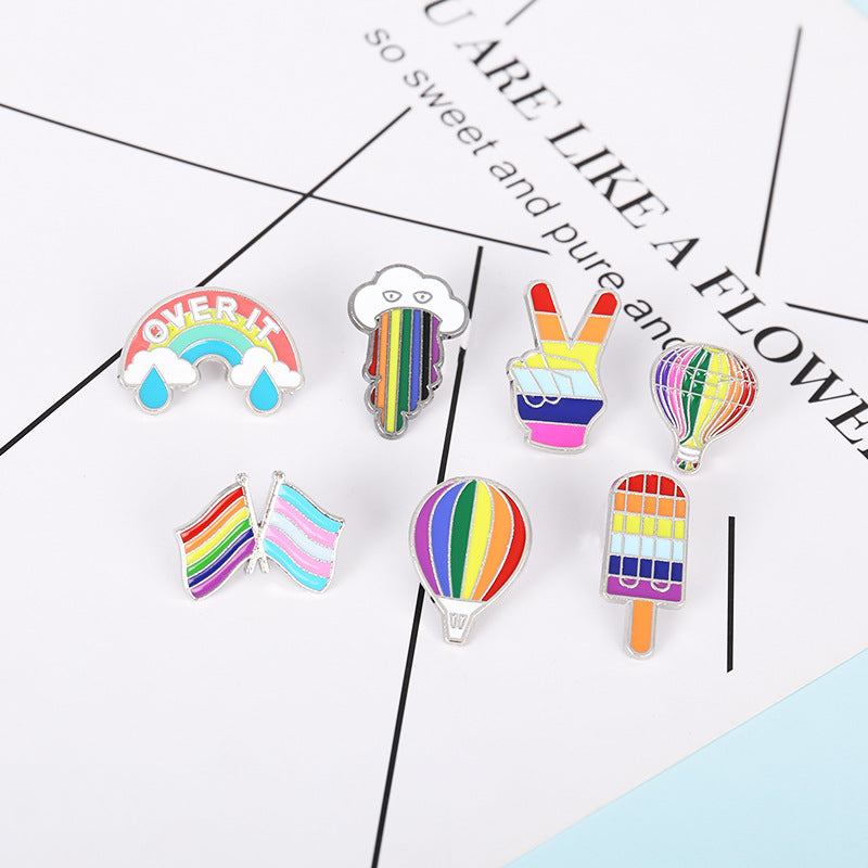 Rainbow Creative Cartoon Snail Colorful Badge Brooch