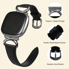 Leather Strap Compatible with Fitbit Versa 4/3 & Sense 2/Sense Smartwatch InterlockingLatch Replacement Band for Fitness Tracker