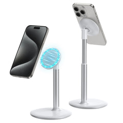 Magnetic Desk Phone Stand for iPhone16 15 14 13/12 - Phone Holder Dock with 360°Rotation, Height&Tilt Adjustable for Office/Home