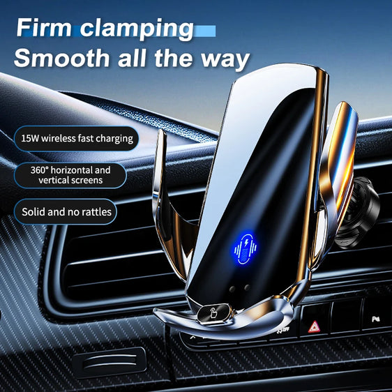 15W Car Wireless Charger Magnetic Automatic Car Mount Phone Holder For iPhone Xiaomi Samsung Infrared Induction Fast Charging