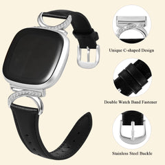Leather Strap Compatible with Fitbit Versa 4/3 & Sense 2/Sense Smartwatch InterlockingLatch Replacement Band for Fitness Tracker