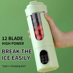 New juicer 530ml portable wireless USB charging mini juicer Crushed ice electric juicing 12 blade fresh juice blender