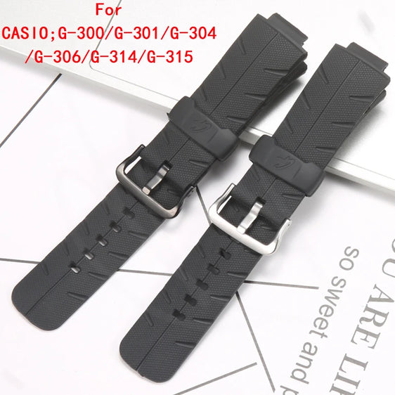Resin Watch Strap Suitable for Casio G-300 G-301B G-350 G-306X G-315 Men's Band Rubber Replacement Bracelet Watch Accessories