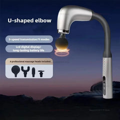 Fascia gun with long bent handle high-frequency vibration muscle massager for back neck shoulder relief deep tissue massage tool