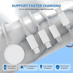 For iPhone 14 13 12 11 15 Pro Max USB Charging Date Cable 4 in 1 Magnetic Wireless Charger For Apple Watch 8 Ultra 7 6 SE 5 4 3