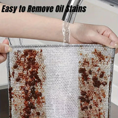 10/20Pcs Non-Scratch Stainless Steel Scrubbing Cloths Reusable Quick-Dry Silvery Kitchen Cleaning Dish Towel Scouring Cloth