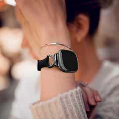 Leather Strap Compatible with Fitbit Versa 4/3 & Sense 2/Sense Smartwatch InterlockingLatch Replacement Band for Fitness Tracker