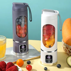 450ml Portable Juicer Cup 8/12 Blade Head USB Charging Mini Blender Electric Juicer 3 Gears Double Cover Fruit Mixer Ice Crusher