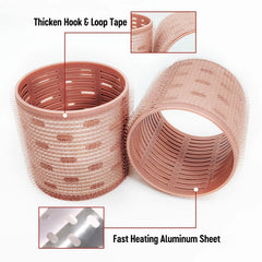 12pcs/set Extra Large Aluminum Core Rollers Hook & Loop Fast Heating Big Self Grip Air Bang Sleep Magic Heatless Curls 74mm 1924