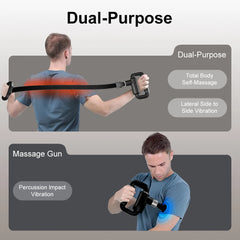 Deep Tissue Massager Gun with Belt 2-in-1 Percussion Muscle Massage Gun for Muscle Tension Ease, Handheld Massager Massage Gun