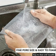 10/20Pcs Non-Scratch Stainless Steel Scrubbing Cloths Reusable Quick-Dry Silvery Kitchen Cleaning Dish Towel Scouring Cloth
