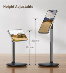 Magnetic Desk Phone Stand for iPhone16 15 14 13/12 - Phone Holder Dock with 360°Rotation, Height&Tilt Adjustable for Office/Home