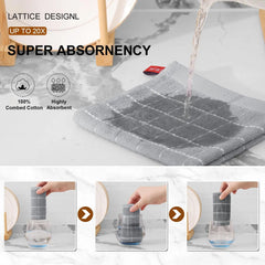 Olanly 100% Cotton Kitchen Towel Super Soft and Absorbent Household Cleaning Cloth Reusable Daily Dish Rags Thickened Dish Cloth
