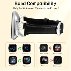 Leather Strap Compatible with Fitbit Versa 4/3 & Sense 2/Sense Smartwatch InterlockingLatch Replacement Band for Fitness Tracker