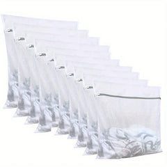 10/5Pcs Mesh Laundry Bags with Non Rust Zipper, White Laundry Bags Mesh Wash Bags, Easy Fit Bra, Sock,Lingerie,Sneaker, Laundry