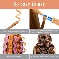 Heatless Hair Curler 10/12 pcs No Heat Hair Curls Ribbon Rollers Sleeping Soft Headband Hair Curlers Woman Hairs Styling Tools