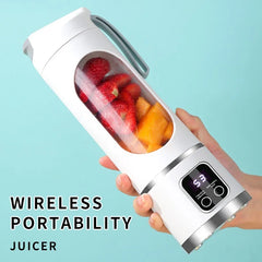450ml Portable Juicer Cup 8/12 Blade Head USB Charging Mini Blender Electric Juicer 3 Gears Double Cover Fruit Mixer Ice Crusher