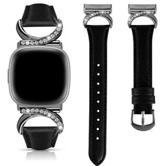 Leather Strap Compatible with Fitbit Versa 4/3 & Sense 2/Sense Smartwatch InterlockingLatch Replacement Band for Fitness Tracker