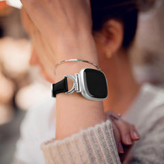 Leather Strap Compatible with Fitbit Versa 4/3 & Sense 2/Sense Smartwatch InterlockingLatch Replacement Band for Fitness Tracker