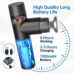 Mini Massage Gun, Percussion Deep Tissues Muscle with Heat, Portable Full-Metal Massage Gun with 3 Interchangeable Heads, Gifts
