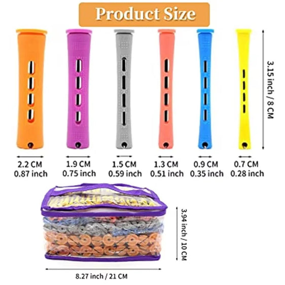 120Pcs Hair Perm Rods Set 6 size Plastic Hair Cold Wave Rods Heatless Perming Rods Hair Curlers Rollers with Pintail Comb