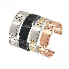 Stainless Steel Watch Strap 18mm 20mm 22mm 24mm 26mm 28mm 30mm Folding Buckle Strap Men Replacement Wristwatch Band Accessories
