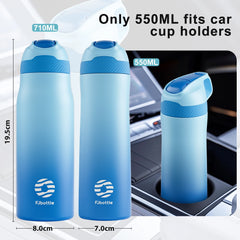 Fjbottle 710ml Stainless Steel Vacuum Insulated Water Bottle with Straw, Leak-Proof Thermal Flask for Sports