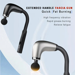 Fascia gun with long bent handle high-frequency vibration muscle massager for back neck shoulder relief deep tissue massage tool