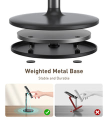 Magnetic Desk Phone Stand for iPhone16 15 14 13/12 - Phone Holder Dock with 360°Rotation, Height&Tilt Adjustable for Office/Home