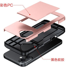 For iPhone 16E 15 Pro Max 14 Plus 13 12 11 Wallet Cover Credit Card Holder Slot Sliding Pocket Dual Layer Protective Phone Case