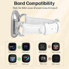 Leather Strap Compatible with Fitbit Versa 4/3 & Sense 2/Sense Smartwatch InterlockingLatch Replacement Band for Fitness Tracker