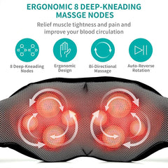 Nekteck Shiatsu Back Shoulder and Neck Massager 3D Electric Full Body Massager with Heat Deep Tissue Kneading Pillow Massage