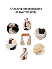 3D Kneading & Shiatsu Massage Shawl Pillow with Heat Therapy - Portable Neck Shoulder Back Massager for Home, Office Use - Relie