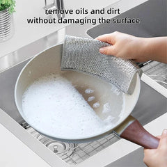 10/20Pcs Non-Scratch Stainless Steel Scrubbing Cloths Reusable Quick-Dry Silvery Kitchen Cleaning Dish Towel Scouring Cloth