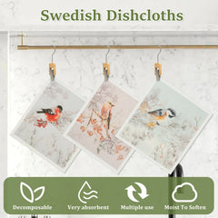 6-12Pcs Dish Towels Kitchen Cellulose Cotton Cleaning Cloths Absorbent Swedish Rags Soft Reusable Wet Dry Household Dishcloths