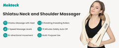 Nekteck Shiatsu Back Shoulder and Neck Massager 3D Electric Full Body Massager with Heat Deep Tissue Kneading Pillow Massage