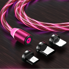 3 In1 Magnetic Current Luminous Lighting Charging Mobile Phone Cable Cle Usb C Cable LED Micro USB Type C for Iphone Huawei P50