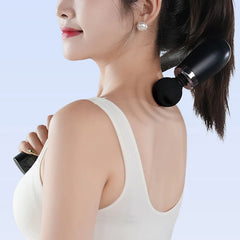 Fascia gun with long bent handle high-frequency vibration muscle massager for back neck shoulder relief deep tissue massage tool