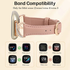 Leather Strap Compatible with Fitbit Versa 4/3 & Sense 2/Sense Smartwatch InterlockingLatch Replacement Band for Fitness Tracker