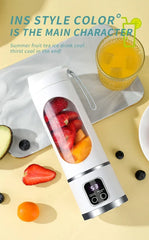 450ml Portable Juicer Cup 8/12 Blade Head USB Charging Mini Blender Electric Juicer 3 Gears Double Cover Fruit Mixer Ice Crusher